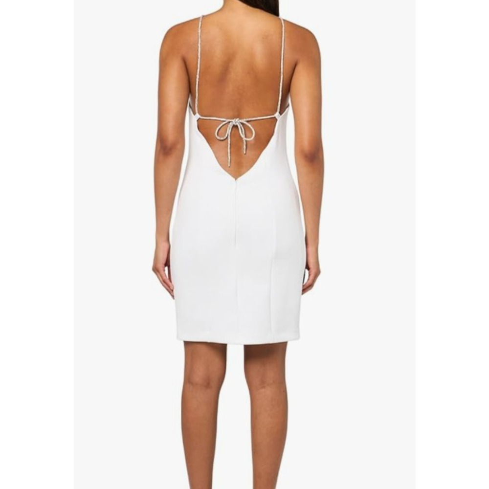 NWT Guess White Crystal Halter Mini Dress Women’s 6 Bridal Party Wedding Glam - Picture 6 of 9